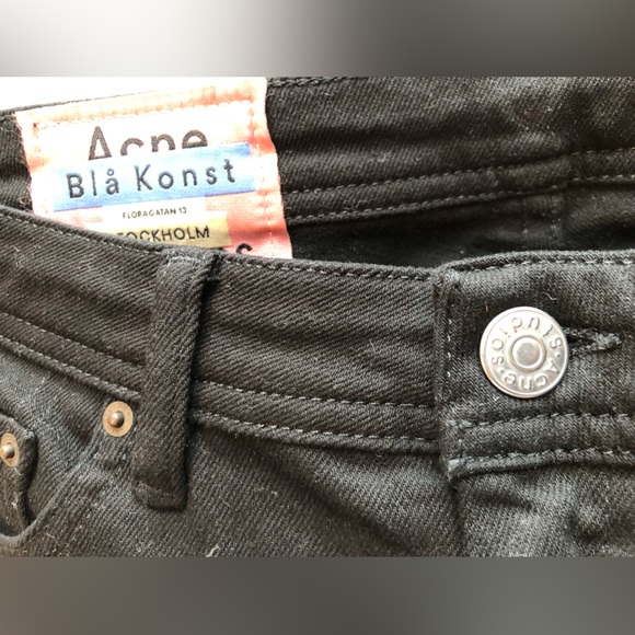 ACNE Studios Bla Konst Mid-Rise Peg Black Skinny Jeans Black Size 29/32 New WOT - Picture 5 of 13